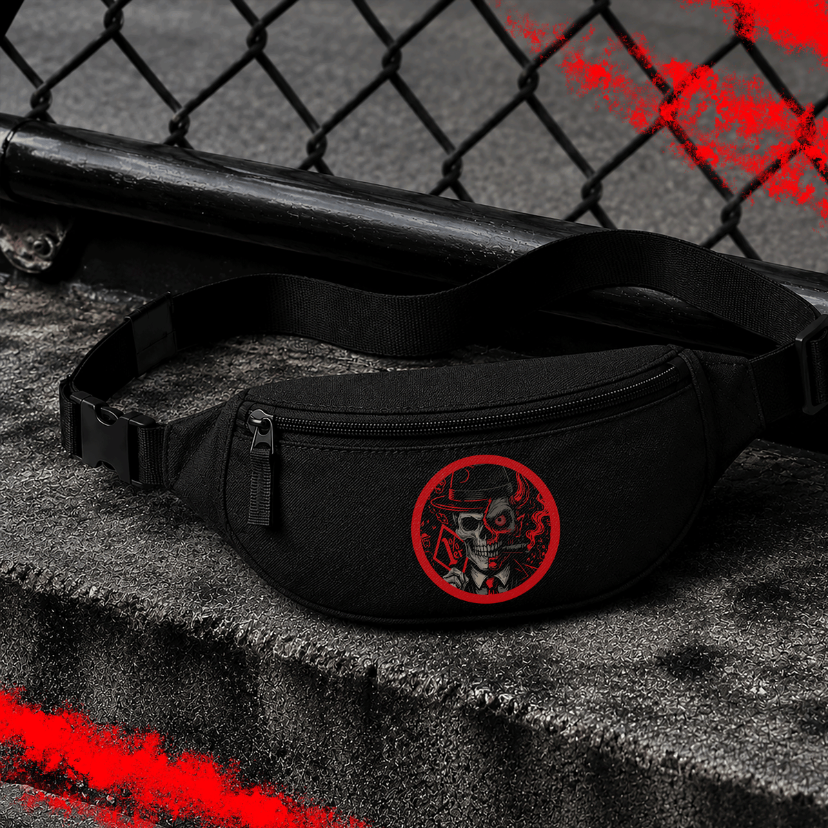 Criminal Streetwear | 1%er - Skull | Bauchtasche | Black