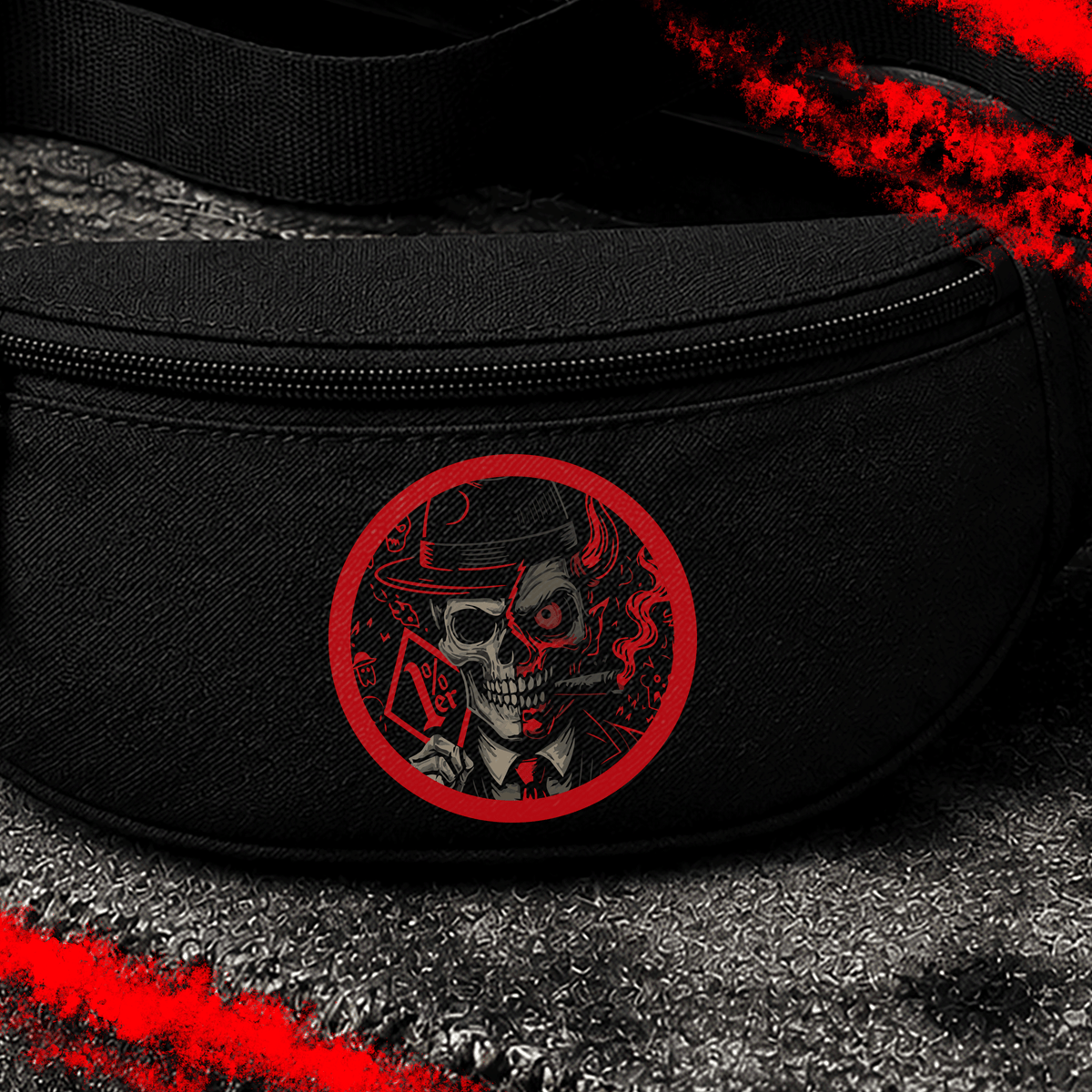 Criminal Streetwear | 1%er - Skull | Bauchtasche | Black