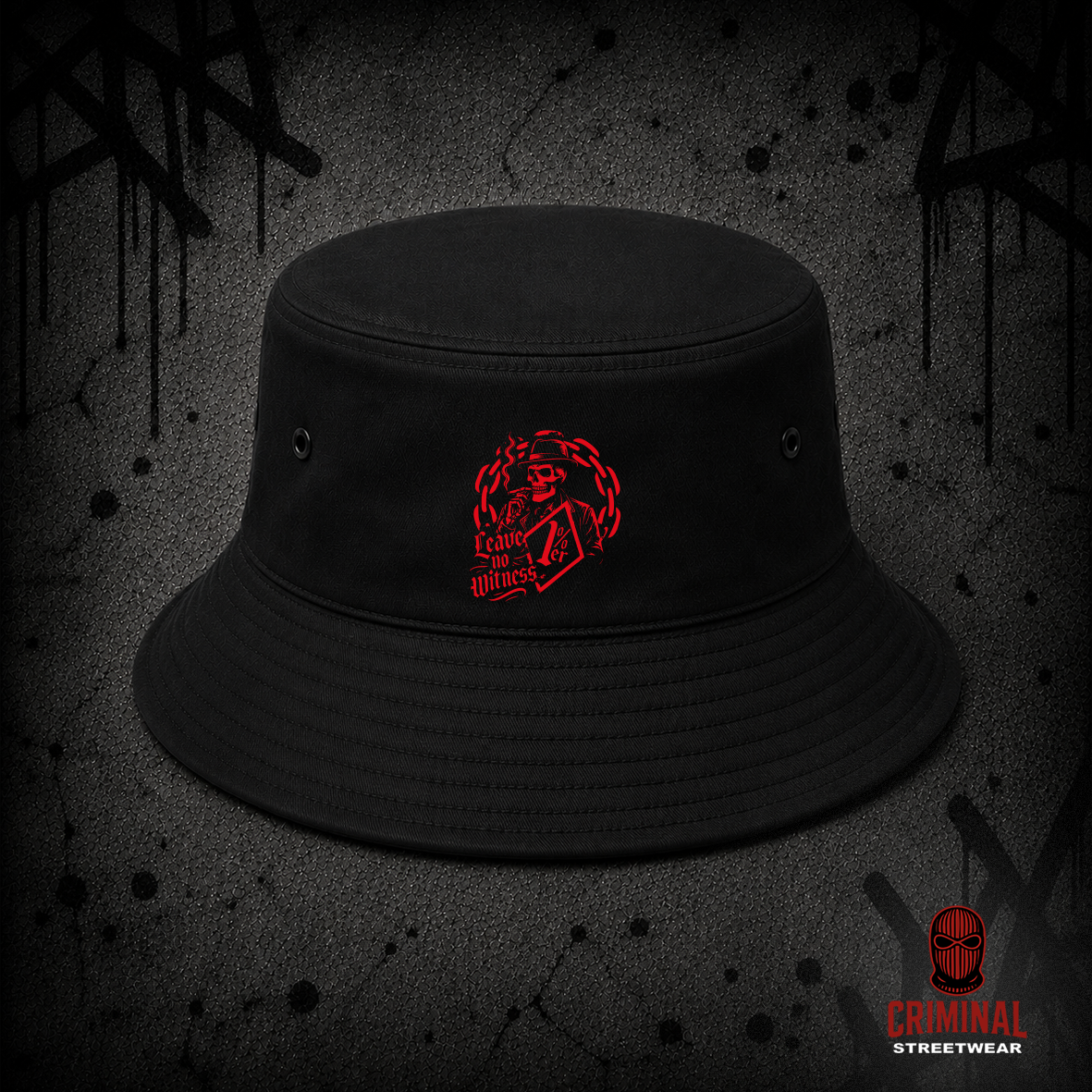 Criminal Streetwear | LEAVE NO WITNESS Buckethat – Schwarz