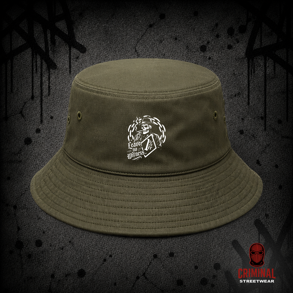 Criminal Streetwear | LEAVE NO WITNESS Buckethat – Oliv