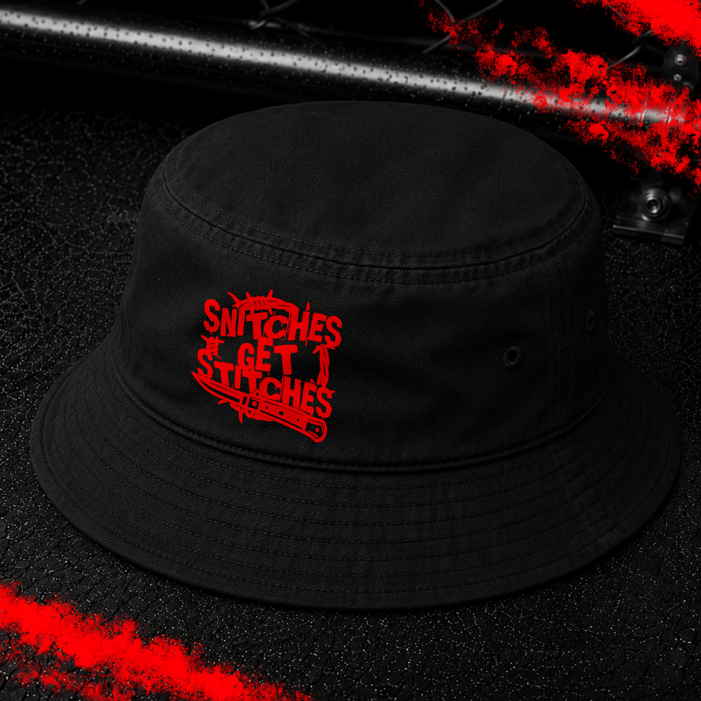 Criminal Streetwear | SNITCHES GET STITCHES | Buckethat |  Black
