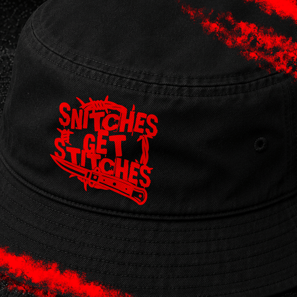 Criminal Streetwear | SNITCHES GET STITCHES | Buckethat |  Black