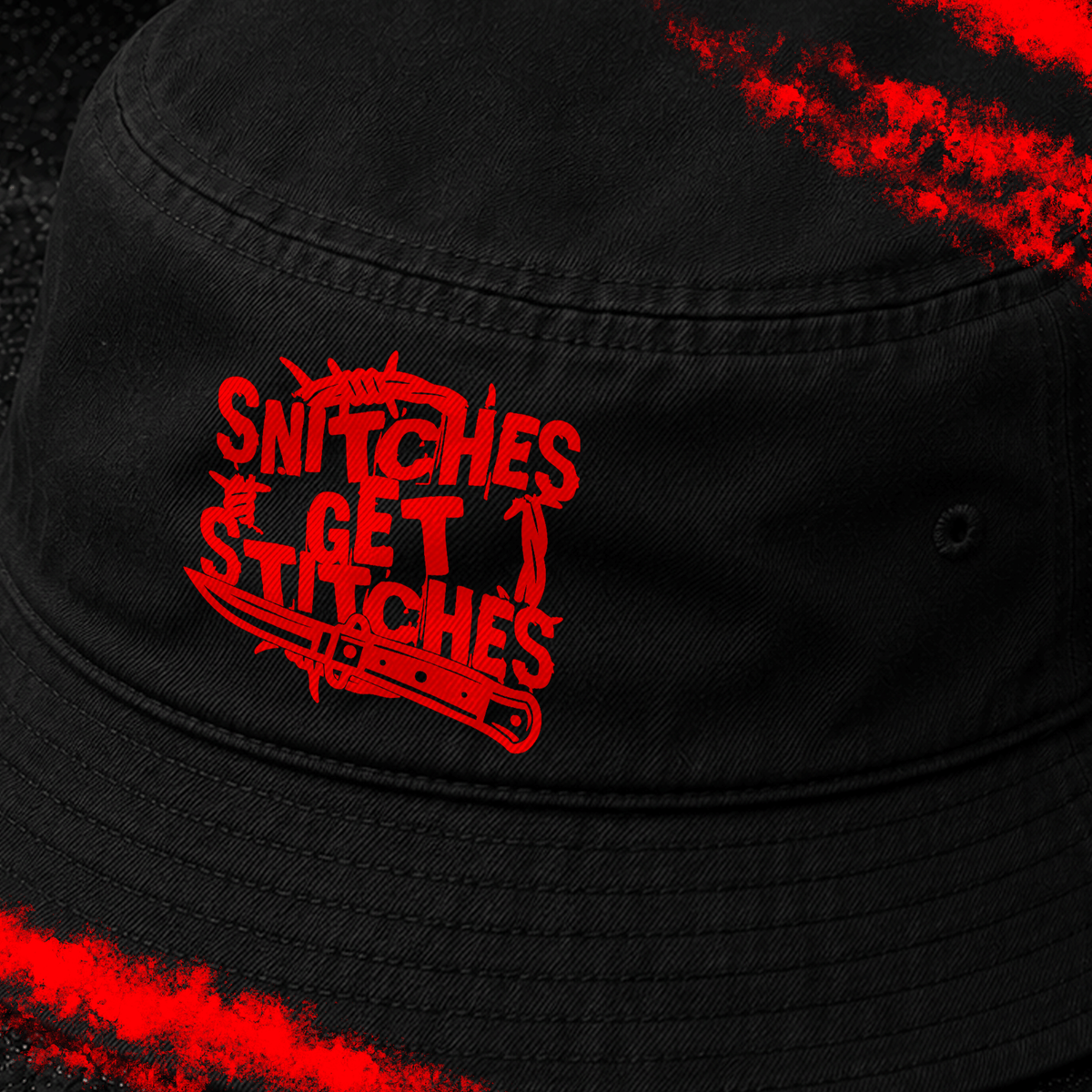 Criminal Streetwear | SNITCHES GET STITCHES | Buckethat |  Black