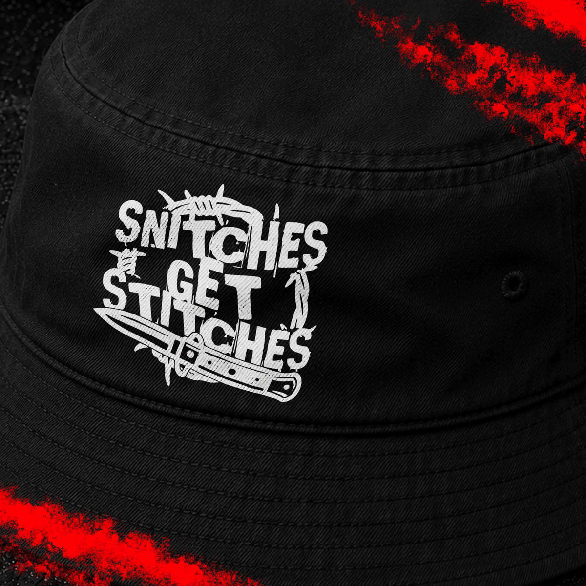 Criminal Streetwear | SNITCHES GET STITCHES | Buckethat | Black