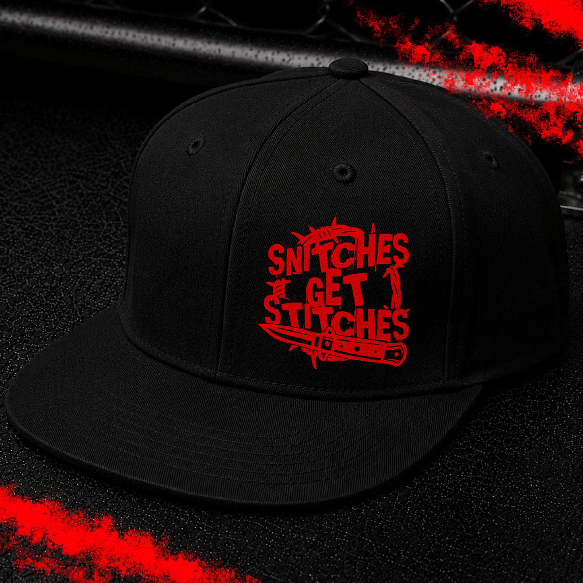 Criminal Streetwear | SNITCHES GET STITCHES | Cap | Black