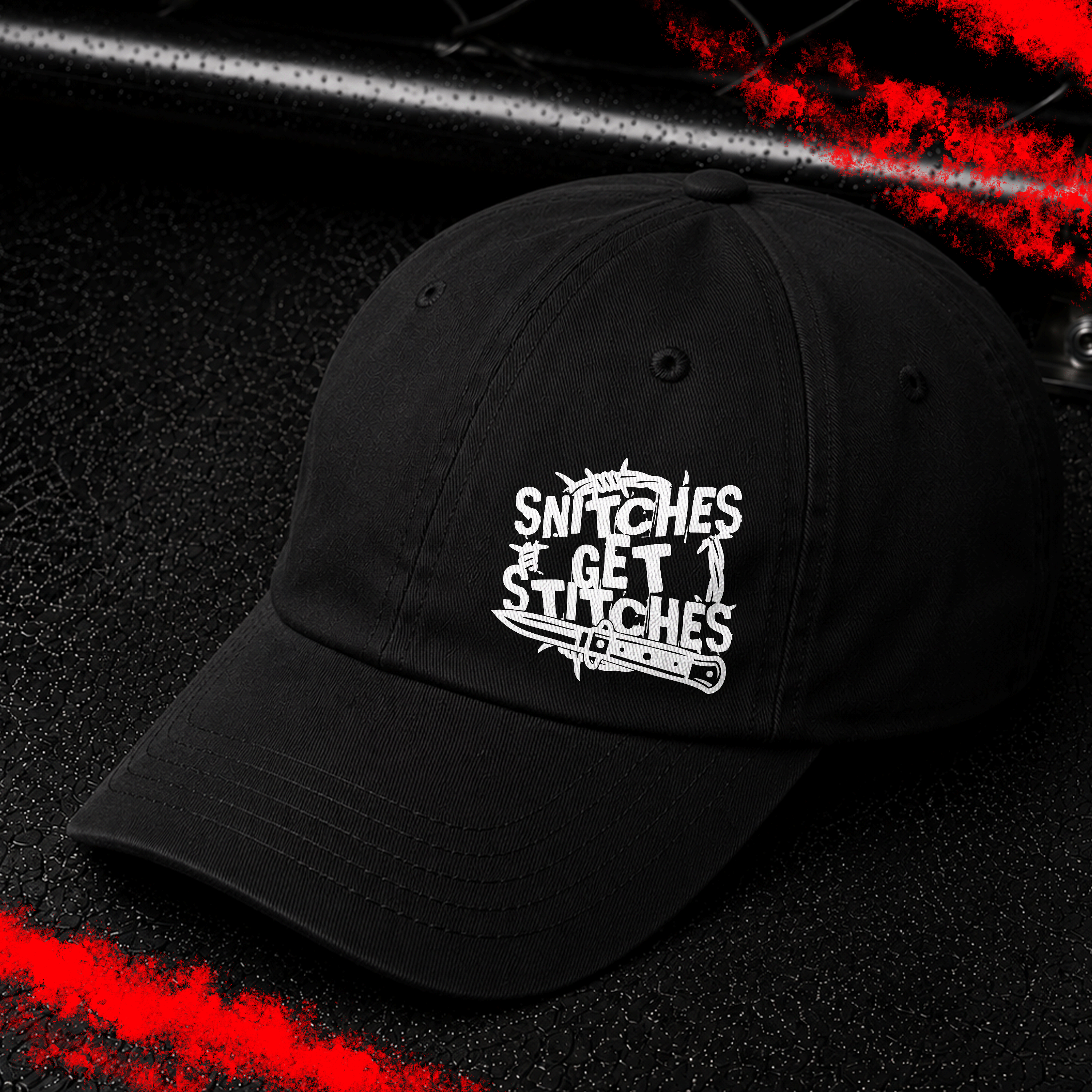 Criminal Streetwear | SNITCHES GET STITCHES | Cap | Black