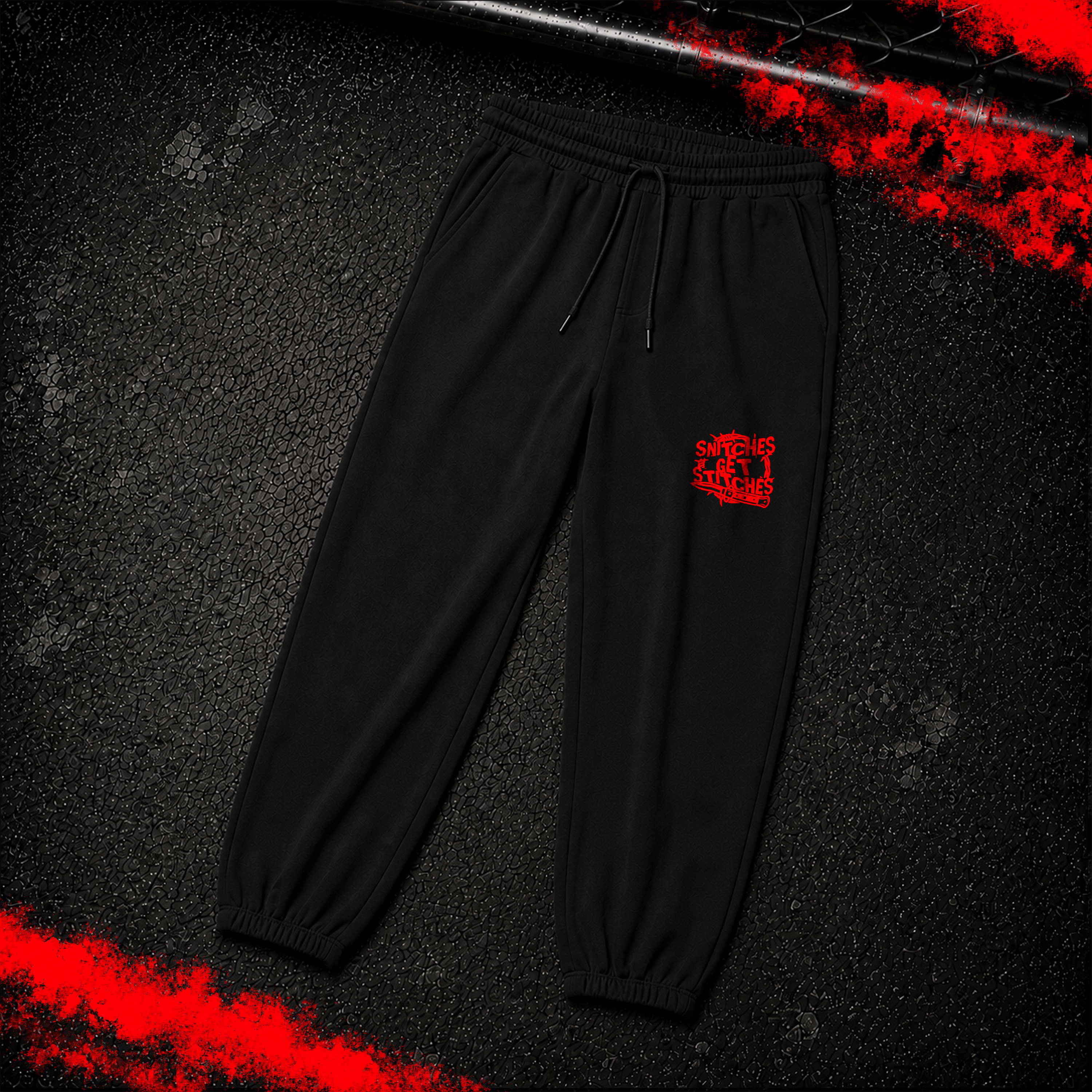 CRIMINAL STREETWEAR | SNITCHES GET STITCHES | Jogginghose | Black