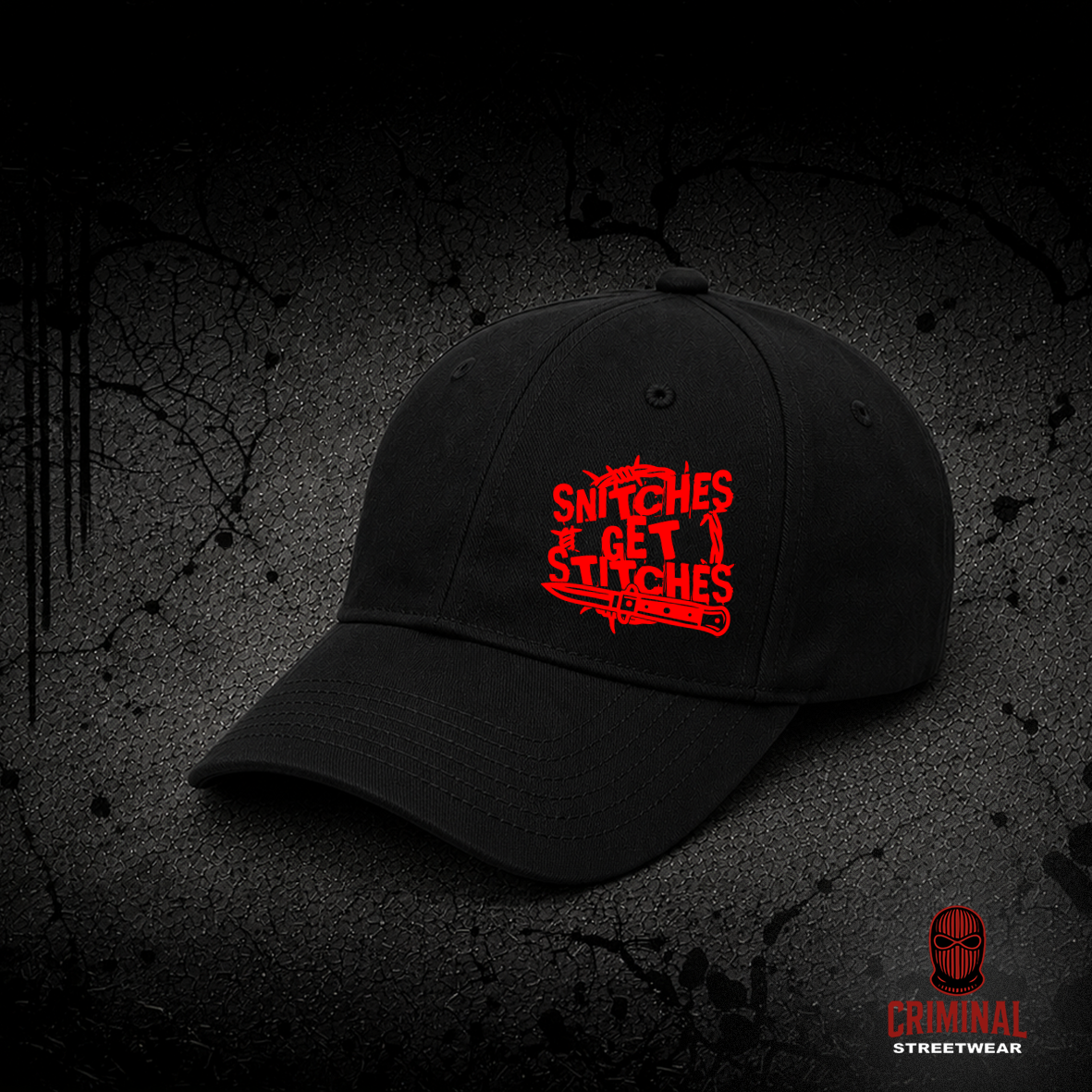 Criminal Streetwear | SNITCHES GET STITCHES - Black