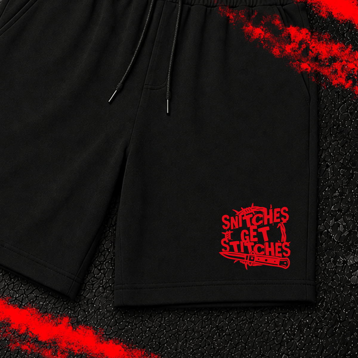Criminal Streetwear | SNITCHES GET STITCHES | Shorts | Black