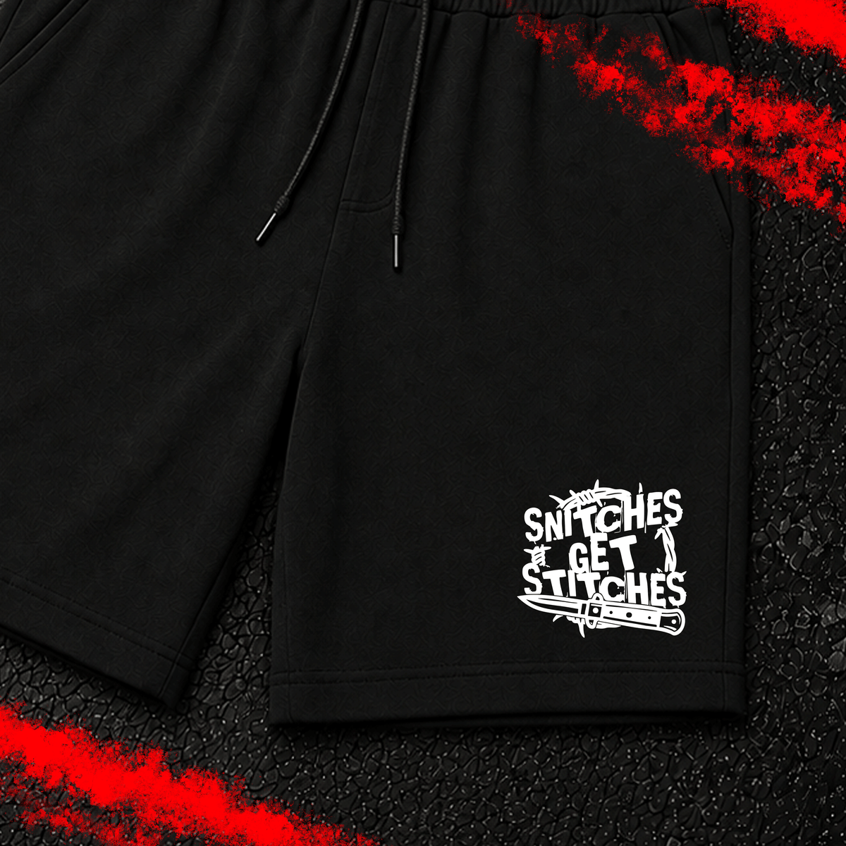 Criminal Streetwear | SNITCHES GET STITCHES | Shorts | Black
