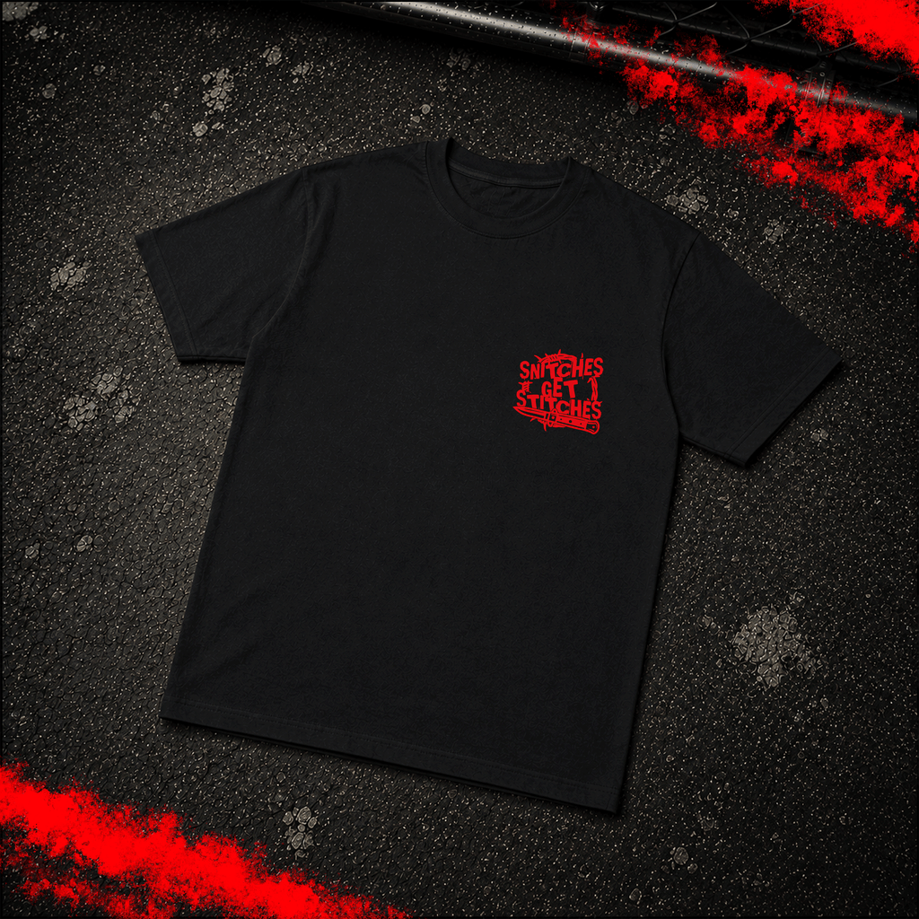 Criminal Streetwear | SNITCHES GET STITCHES | T-Shirt | Black