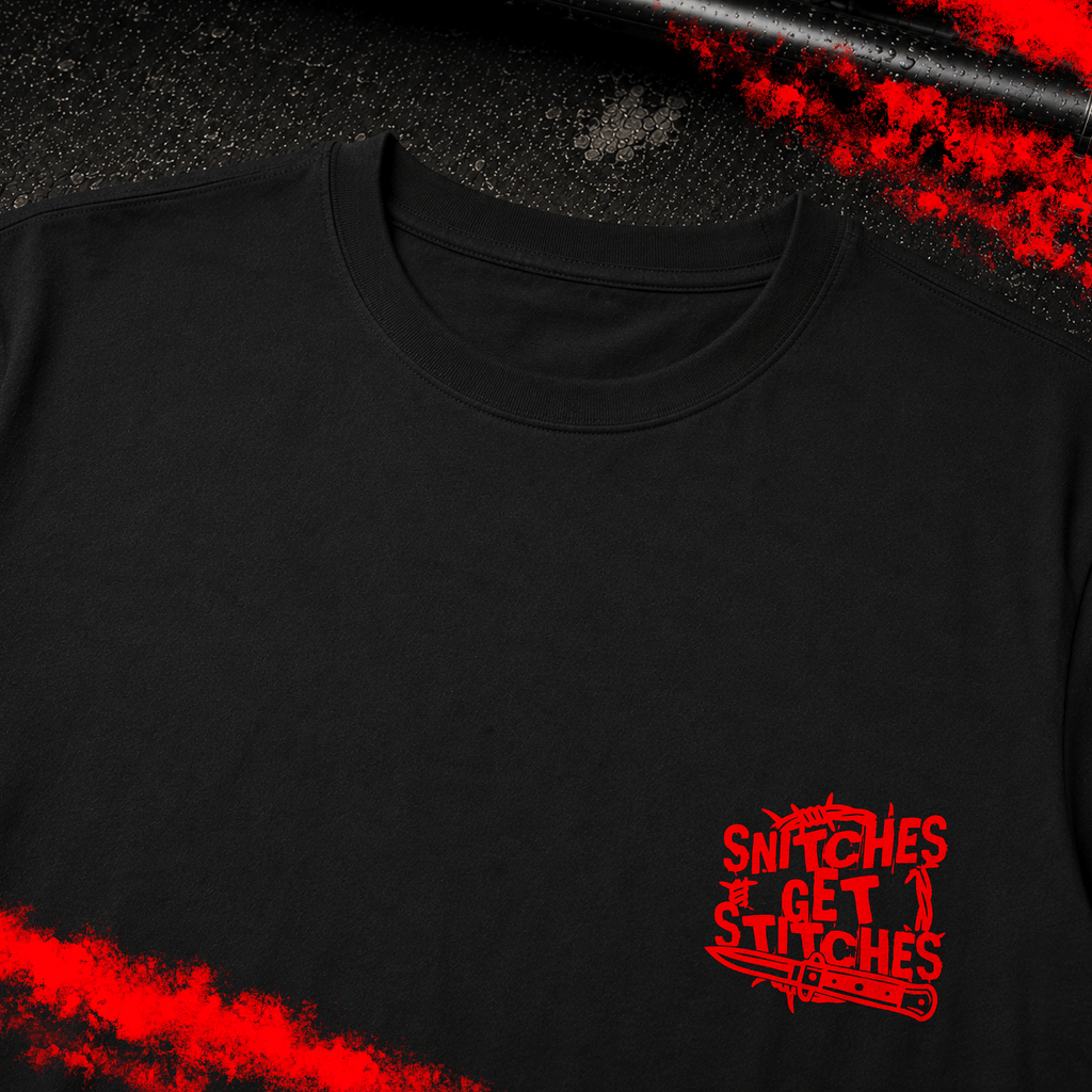 Criminal Streetwear | SNITCHES GET STITCHES | T-Shirt | Black