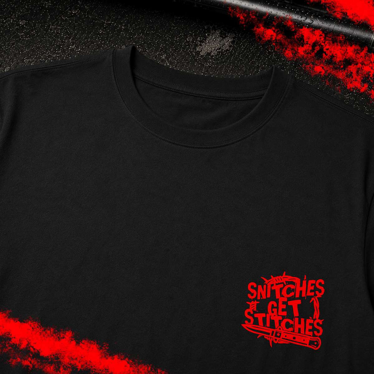 Criminal Streetwear | SNITCHES GET STITCHES | T-Shirt | Black