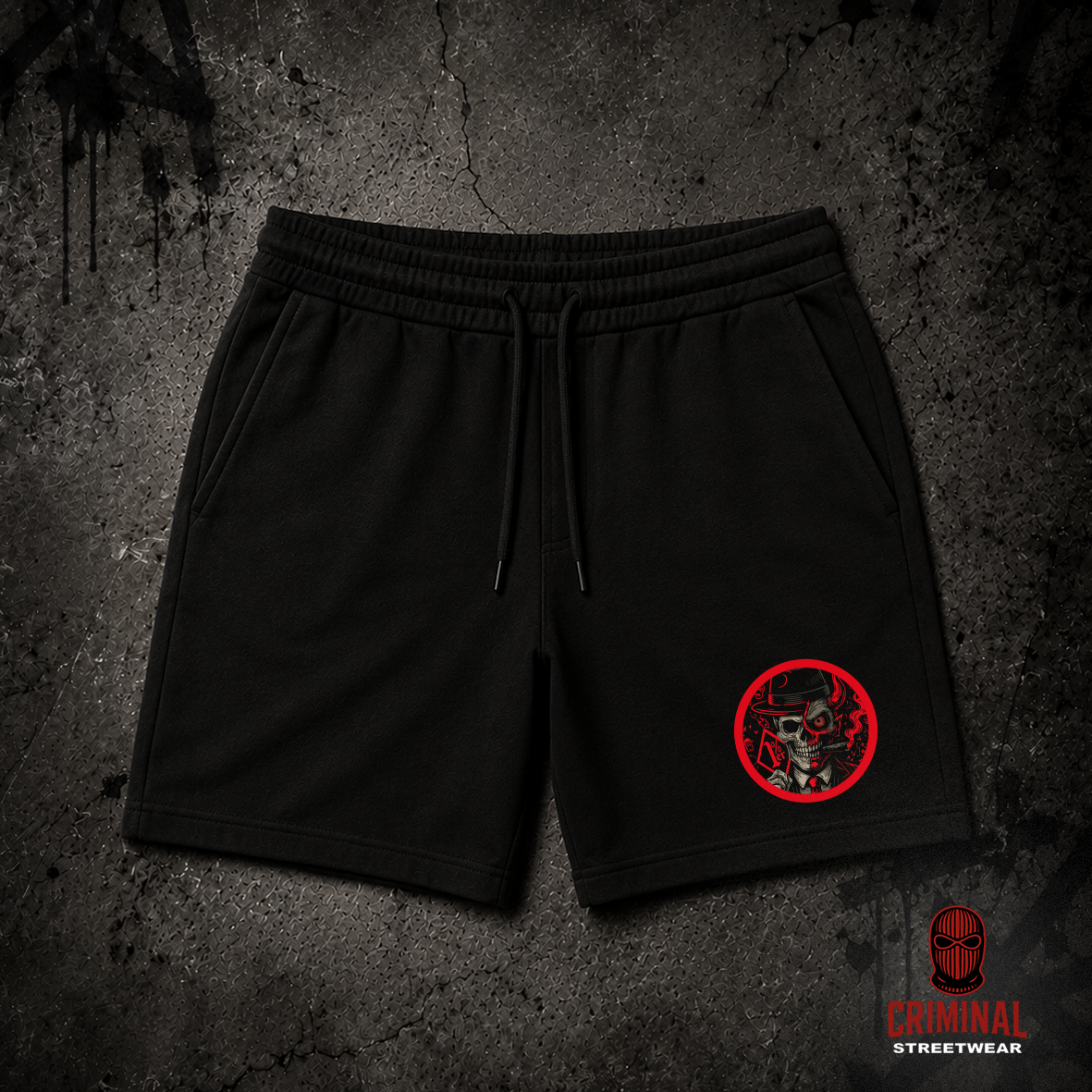 Criminal Streetwear | 1%er SKULL | Shorts – Schwarz