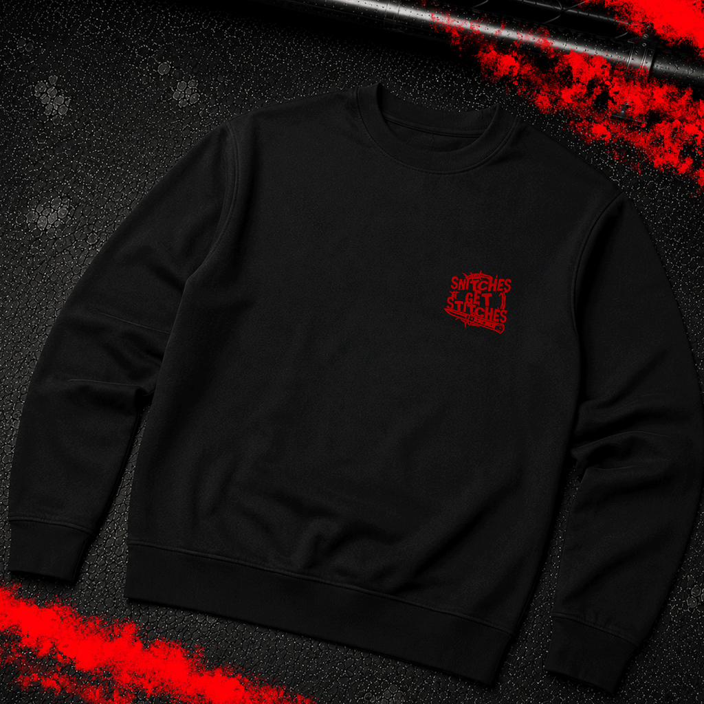 Criminal Streetwear | SNITCHES GET STITCHES | Sweater | Black