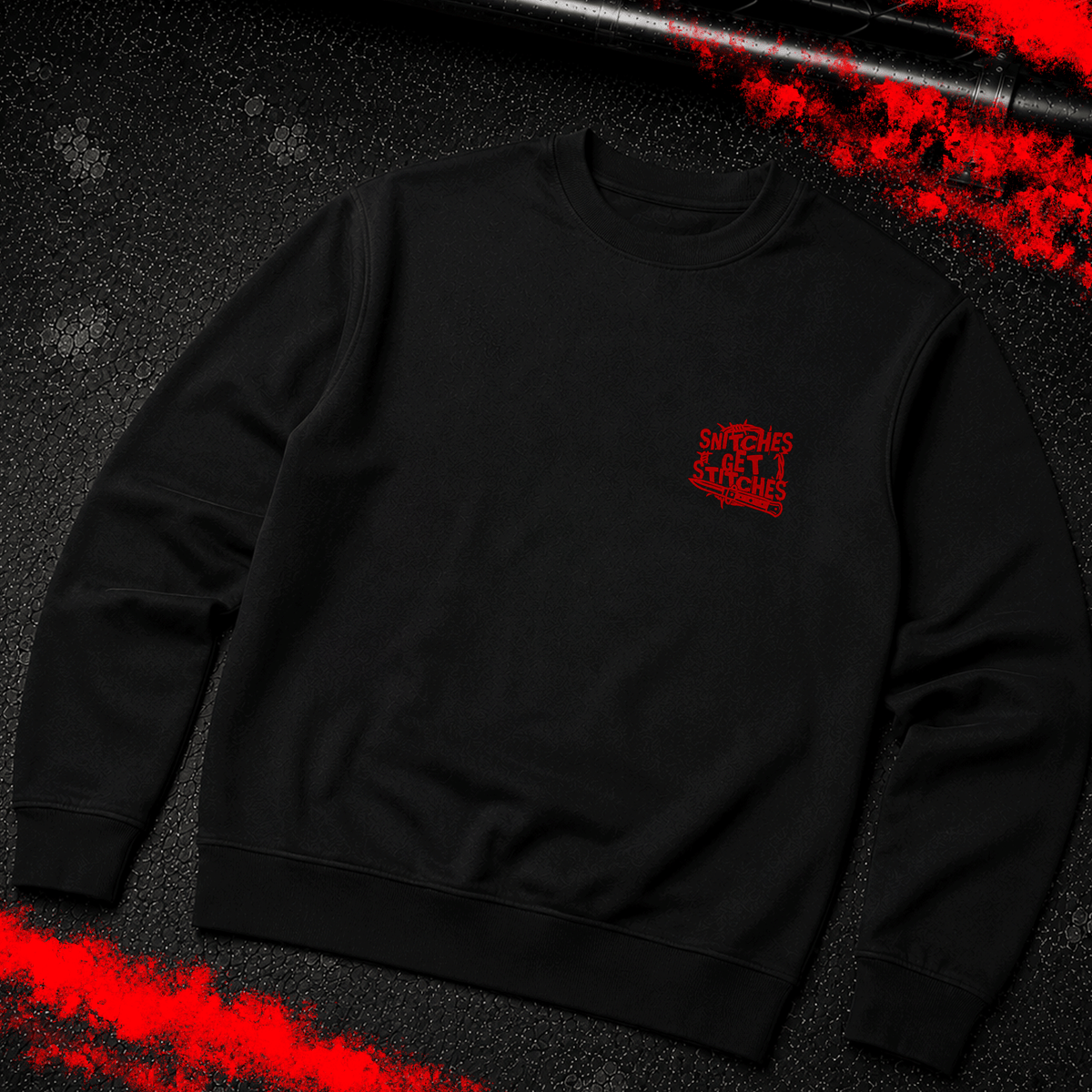 Criminal Streetwear | SNITCHES GET STITCHES | Sweater | Black