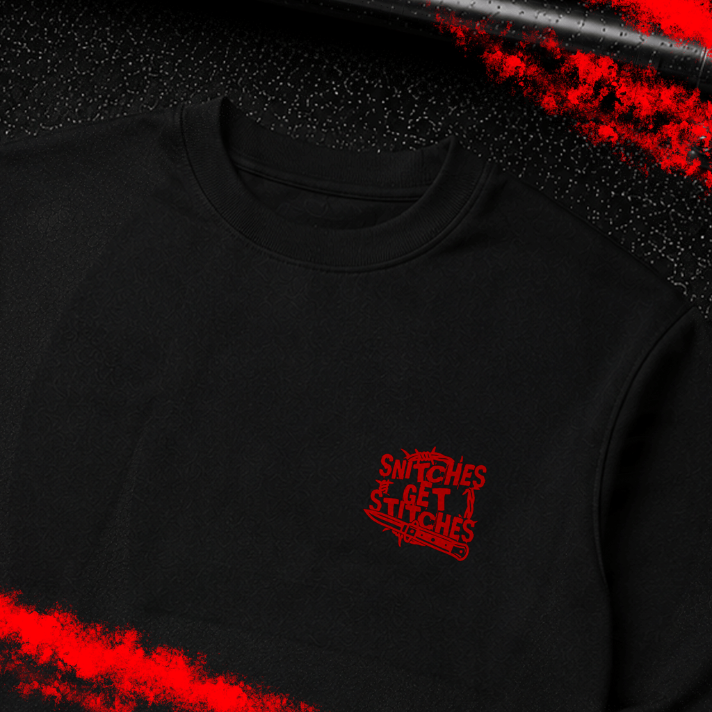 Criminal Streetwear | SNITCHES GET STITCHES | Sweater | Black