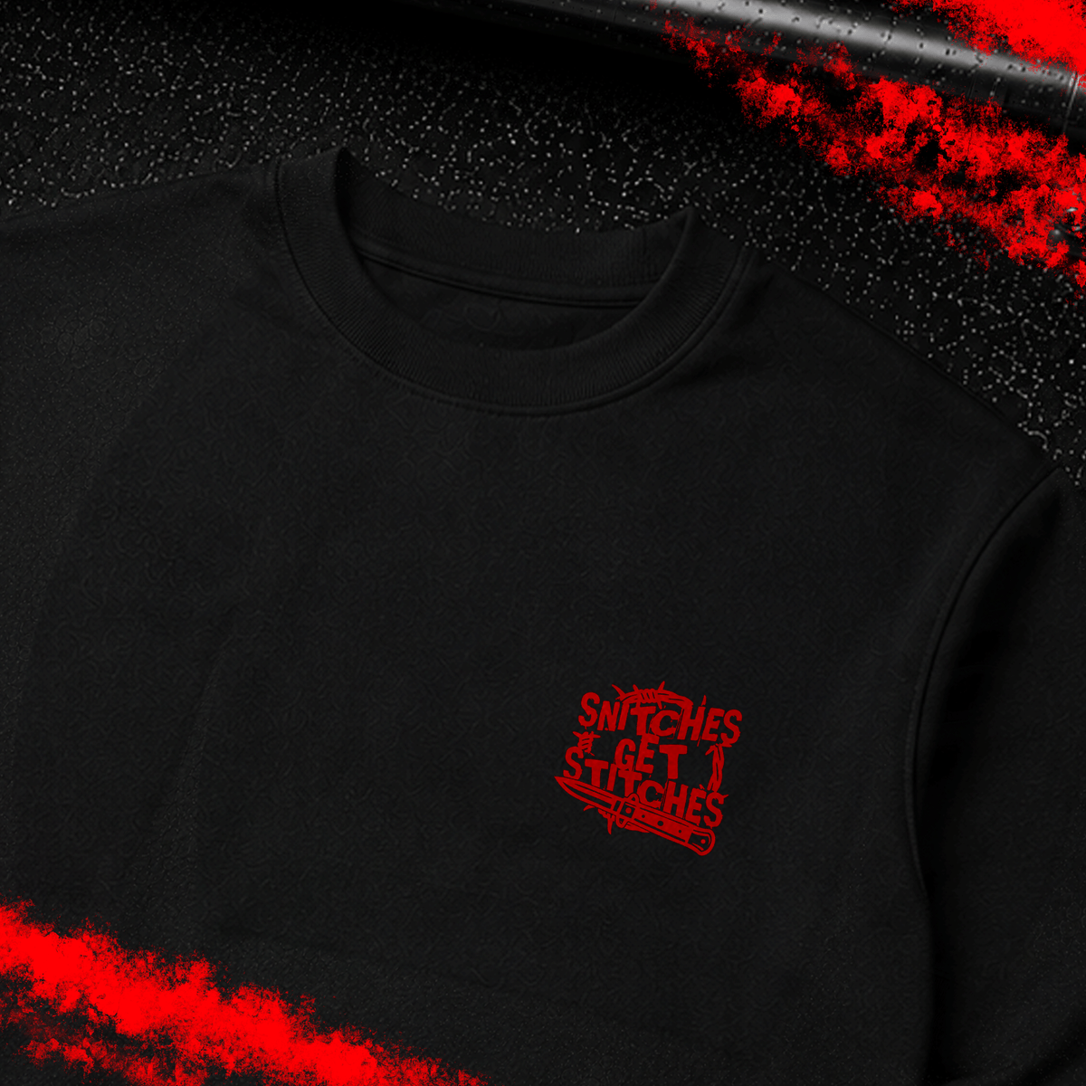 Criminal Streetwear | SNITCHES GET STITCHES | Sweater | Black